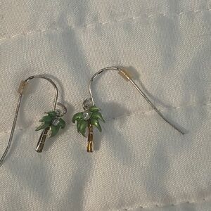 Avon Palm Tree Earrings with Green and Gold Accents
